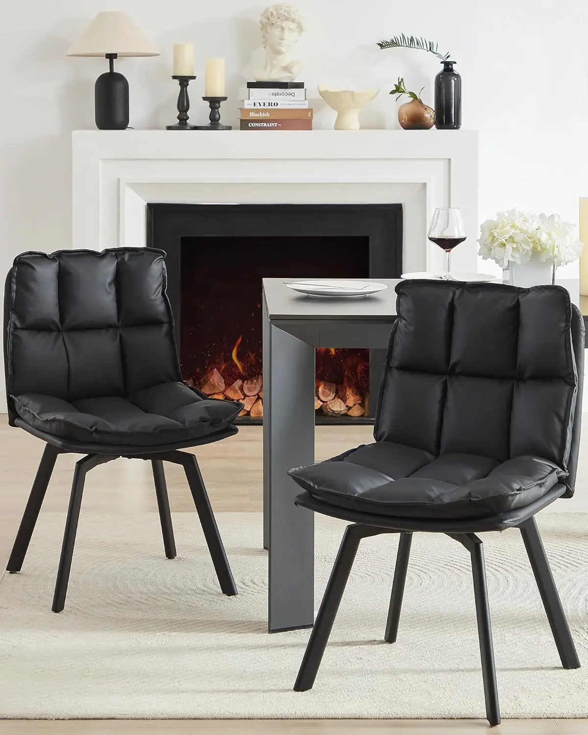 

Поворотный обеденный стул BedsPick, набор из 2-х кухонных стульев с обивкой из искусственной кожи, современный стул для столовой середины века с Rotati