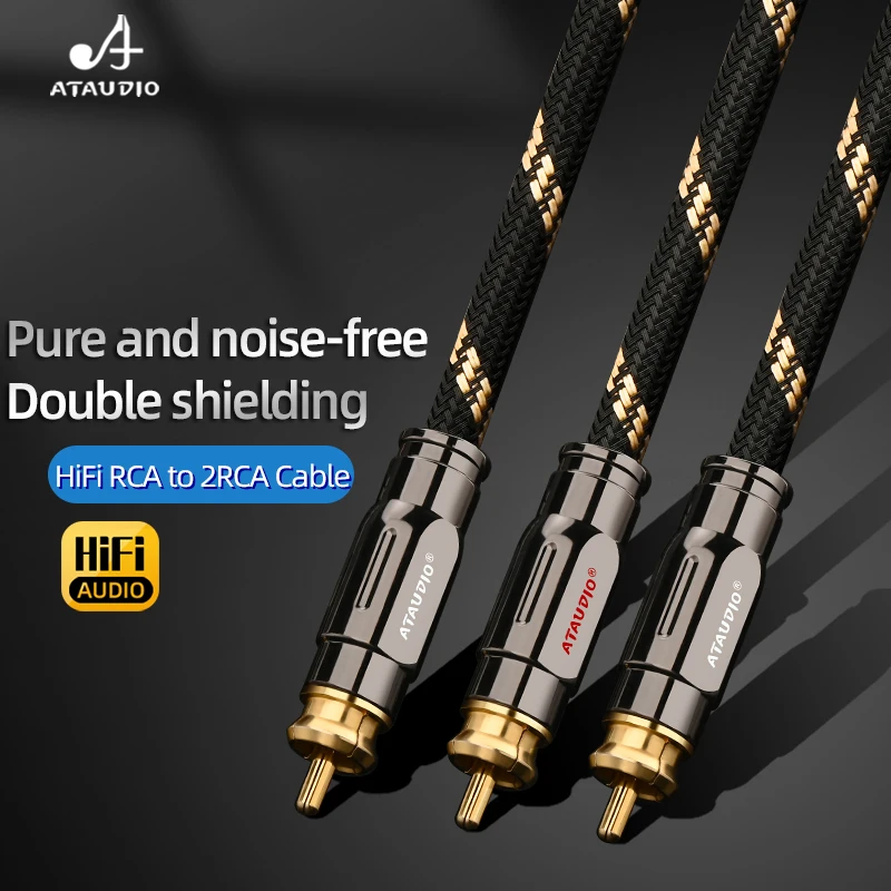 

Аудиокабель HiFi RCA на 2RCA, высококачественный двухканальный аудиокабель RCA (один на два) для подключения компьютерных колонок