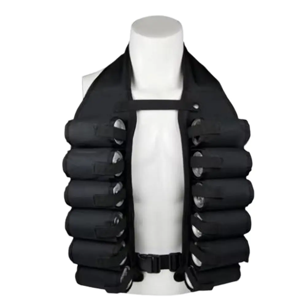 

Black/Brown 12 Pocket Drink Vest Breathable Multi-pocktes Beer Drinking Vest Adjustable Wear-resistant Beer Storage Vest