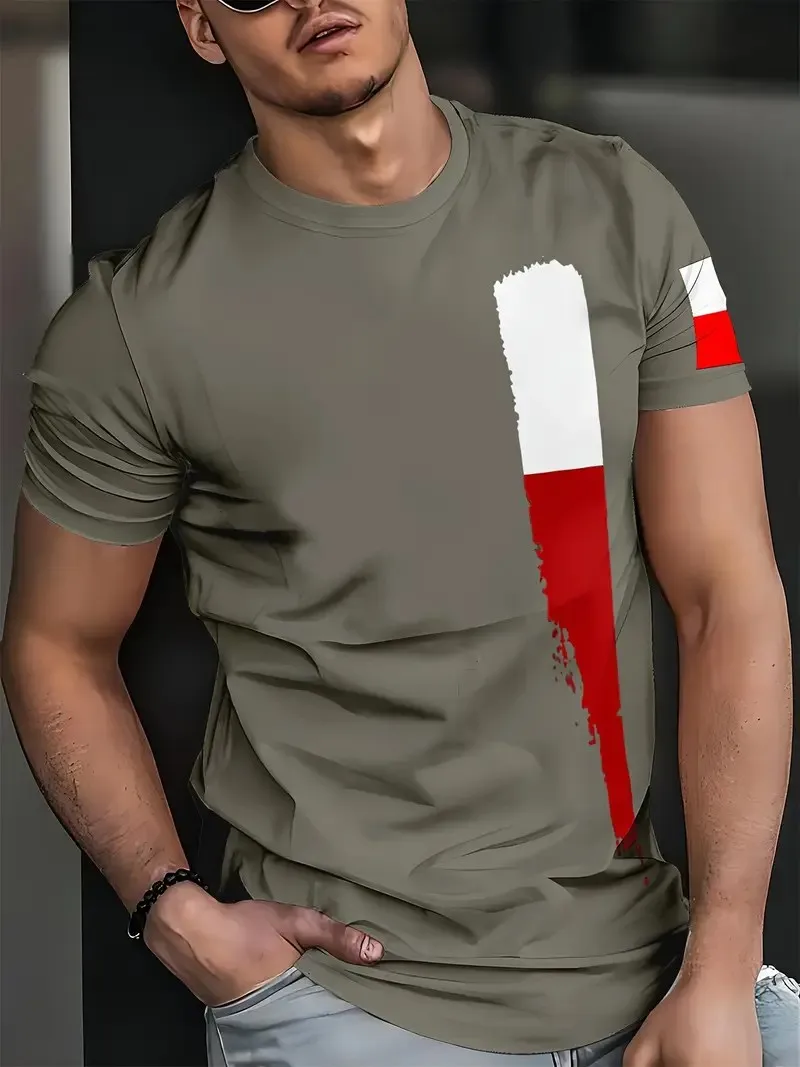 

The new men's T-shirt for the summer of 2025 features a casual fashionable comfortable and soft 3D letter pattern print