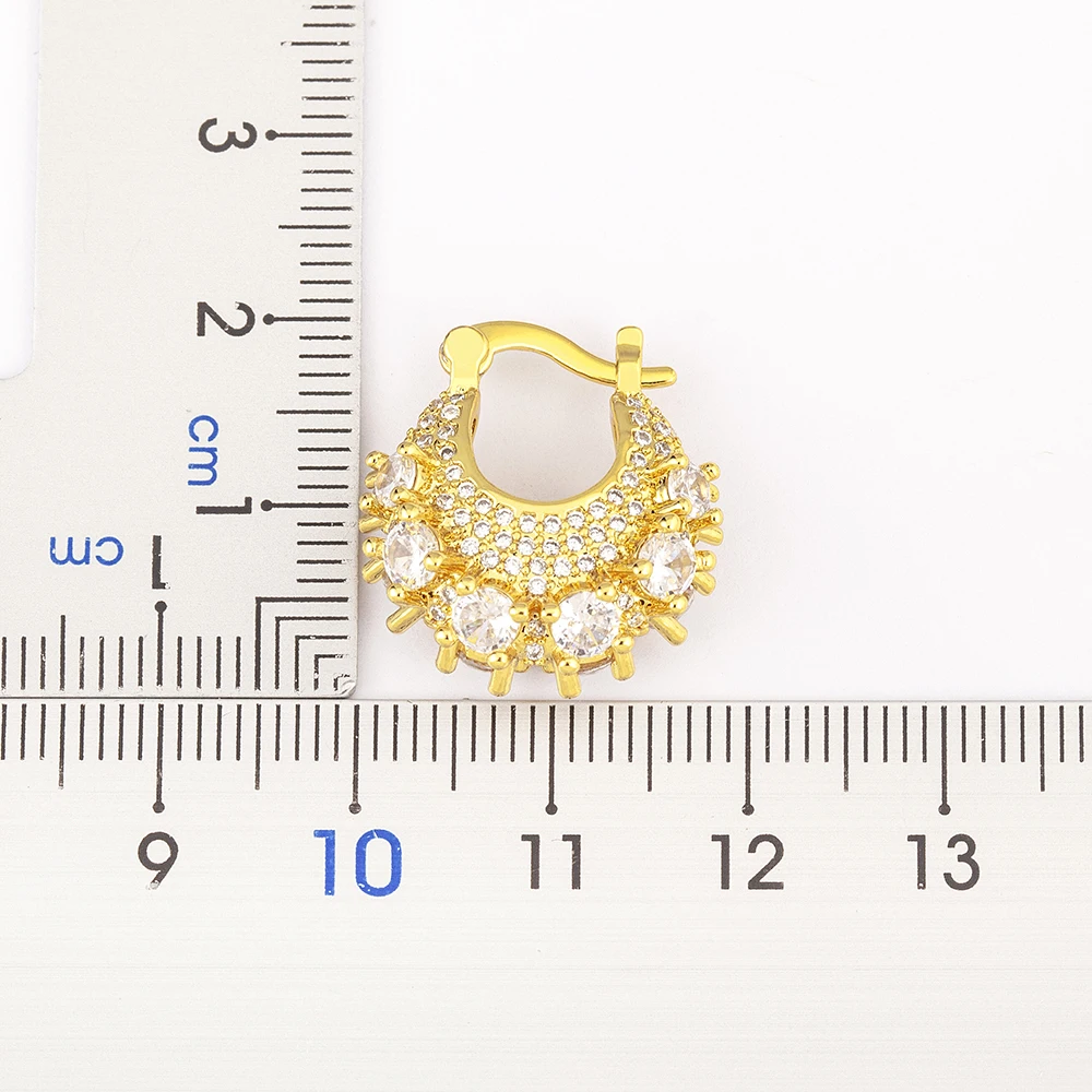 Nidin New Arrival Minimalist Crystal Cubic Zirconia Stud Earrings Geometric Design for Women Gold Color Engagement Ceremony Gift