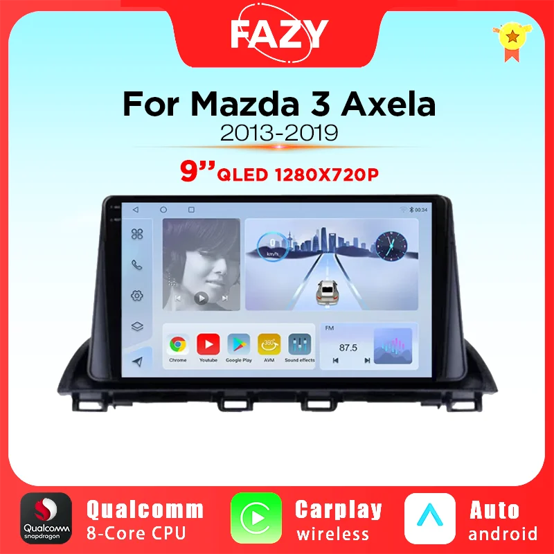 Android 12 Car Radio For Mazda 3 Axela 2013-2019 Multimedia Radio Player GPS Navigation QLED Video Stereo DSP Head Unit 2DIN DVD