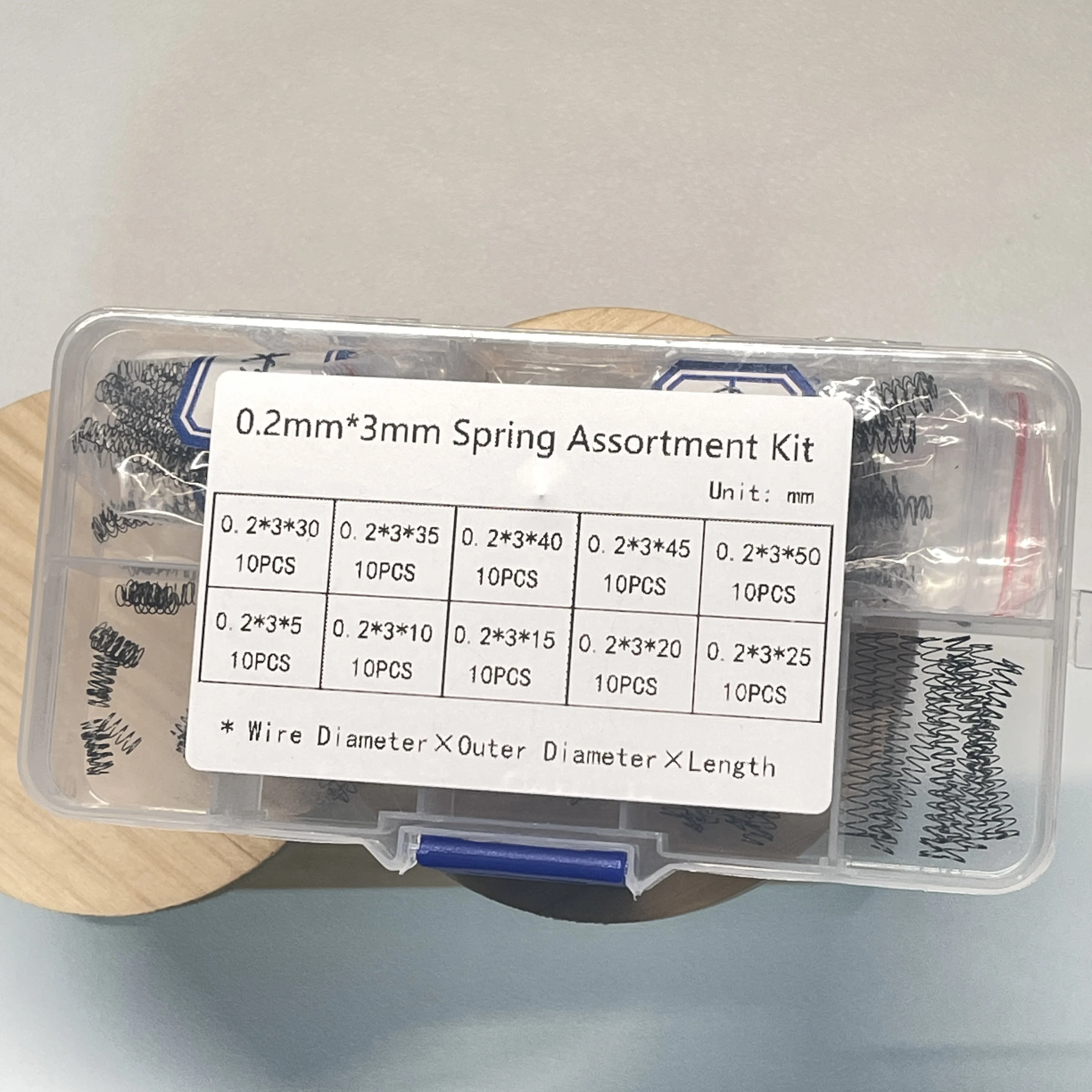 10 Sizes/100 Pieces WD:0.2mm OD:1.5-3mm 65Mn/304SUS Complete Precision Compression Spring Set For Repair & DIY