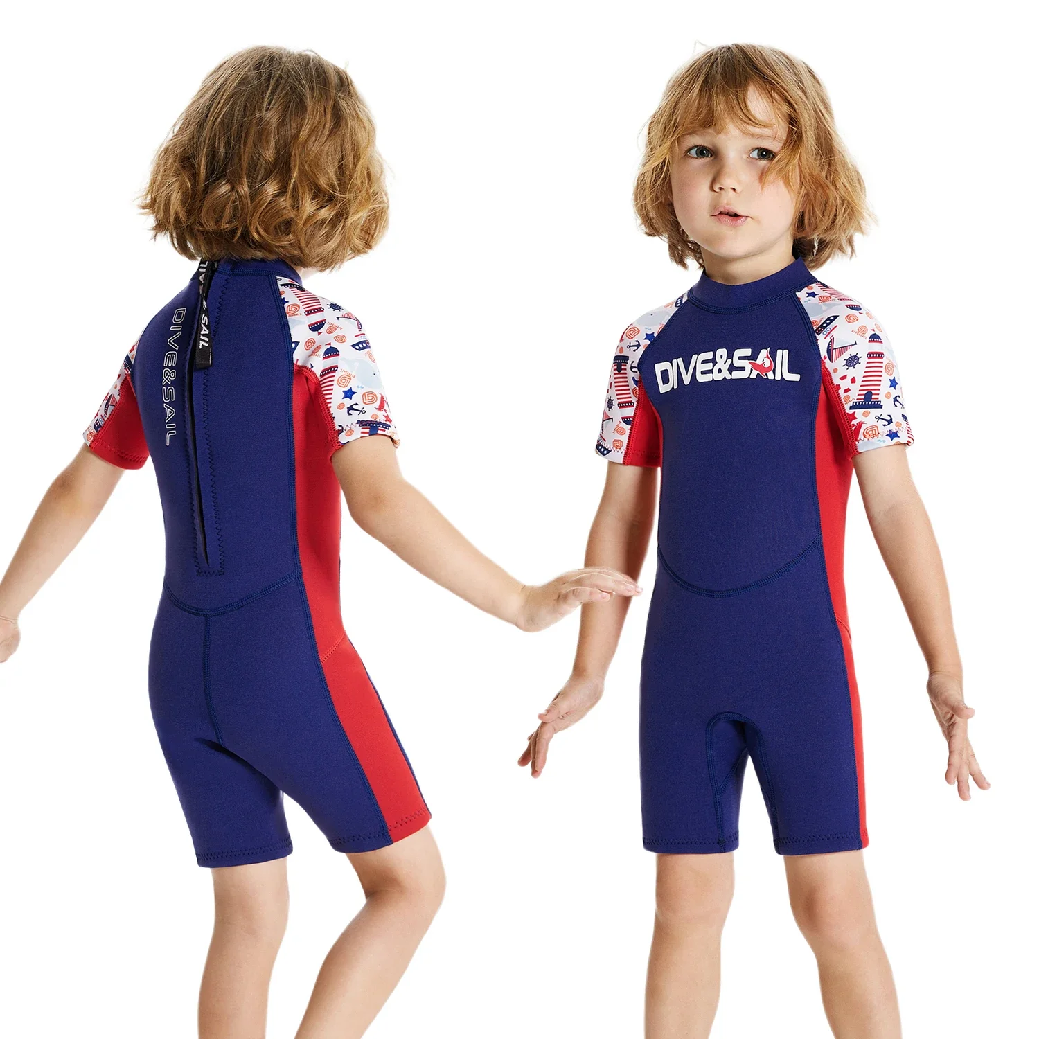 Professionele Neopreen Badkleding Voor Kinderen Voor Jongens, Kleurrijk Duikwetsuit, Korte Mouwen, Dik Badpak Voor Surfen Op Het Strand