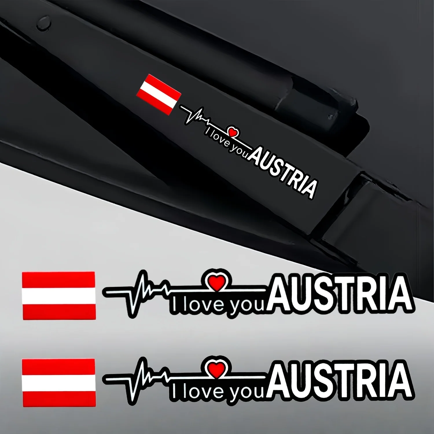 1Set I Love Austria ECG Heartbeat Vinyl Sticker Waterproof For Car Motorcycle Exterior