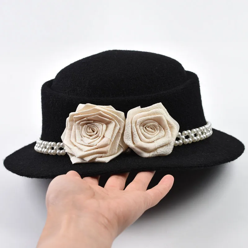 Women’s Elegant Wool Fedora Hat Autumn Winter Warm Knitted Hat Hepburn Style Party Formal Top Hat