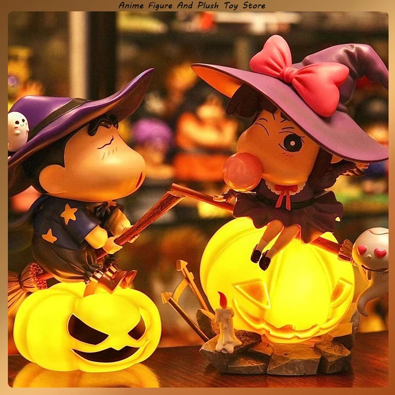 Crayon Xiao Shin Halloween Pumpkin Xiao Shin And Pumpkin Xiaoai Sweeper Scene Pvc Model Collection Desktop Decoration Kid'S Toy