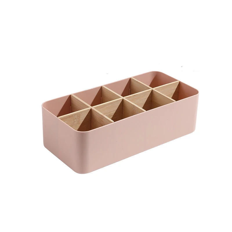 8-Compartment Bamboo Partitioned Storage Box, Portable Storage Box, Multifunctional, Stackable, Modern Solution for Schools, Offices, and Desktops