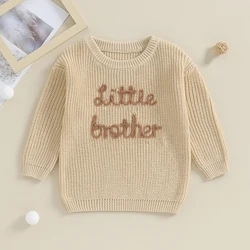 Big Brother Little Brother Matching Outfit Long Sleeve Letter Embroidery Pullover Tops Toddler Baby Boy Sweater