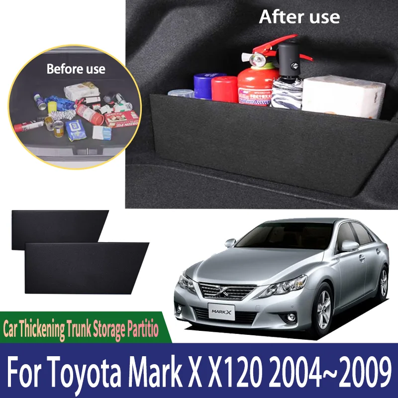 

Автомобильный утолщенный ящик для хранения багажника для Toyota Mark X X120 2004 ~ 2009 2007, авто многофункциональный ящик для хранения, аксессуары для интерьера