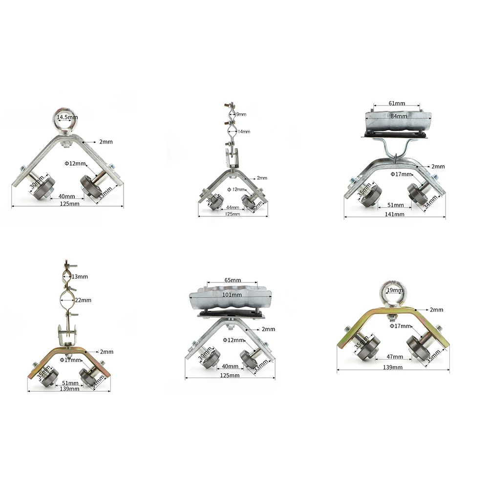 Steel Angle Iron Pulleys Heavy Duty Rings Type Hanging Wire Trolleys Cranes Supplies