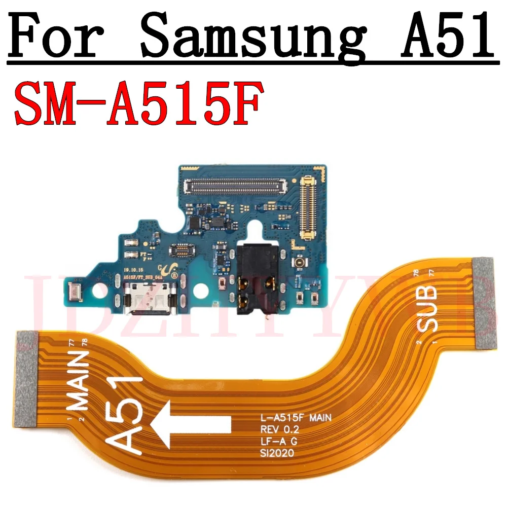 USB Charge Port Jack Dock Connector Charging Board For Samsung Galaxy A51 SM-A515F Motherboard Main Flex Cable