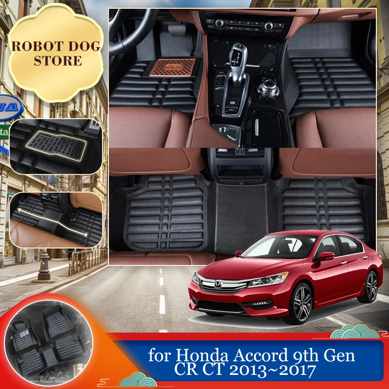 

Leather Floor Mat for Honda Accord 9.5 9th Gen CR CT 2013~2017 Foot Interior Liner Waterproof Carpet Pad Custom Rug Accessories