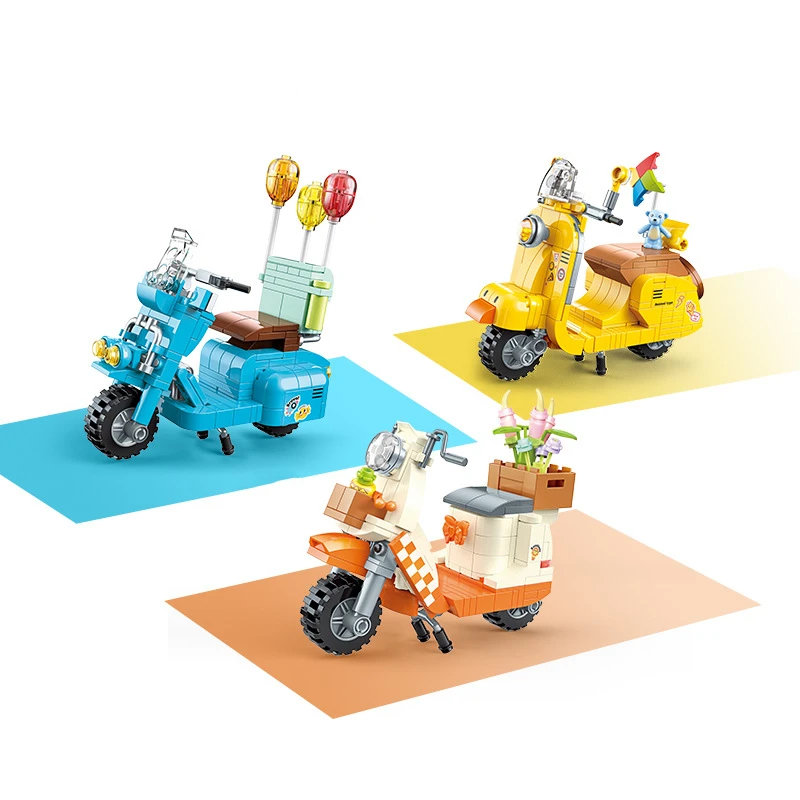 DIY Small Pedal Motorcycle Model Ornaments Creative Assembly Motorcycle Building Blocks Children's Toys Festival Gifts