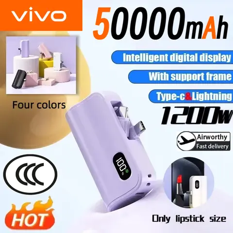 OnePlus 50000mah 캡슐 전원 은행 디지털 디스플레이 120w 숨겨진 듀얼 인터페이스 소형 휴대용 모바일 전원 은행 고속 충전