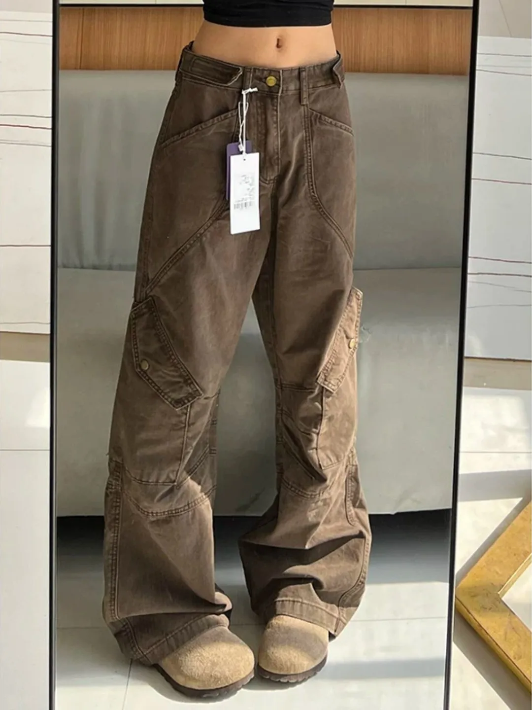 Retro American Workwear Denim Pants Men's Summer New High Street Design Loose Straight Leg Wide Leg Pants Deconstructed Pleats