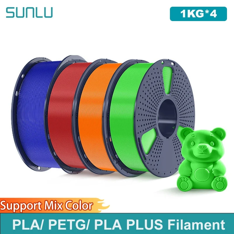SUNLU 4KG 3D PLA/PETG/PLA PLUS/Clear Filament 1.75mm 5Roll 1KG Printer Neatly Wound 3D Filament for 3D Printer & 3D Pen