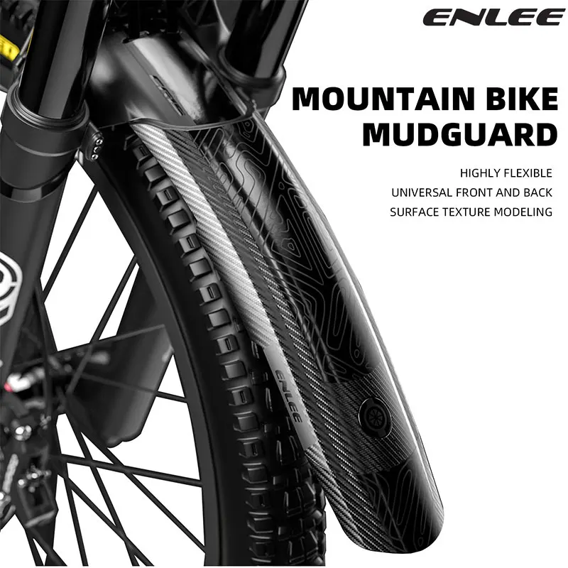 ENLEE Mountain Bike Mudguards Downhill Bike Extended And Widened Rain Guards Carbon Fiber Texture Universal For Front And Rear