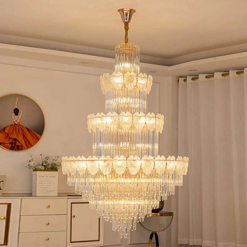 Duplex Staircase Chandelier Led Villa Living Room Crystal Chandelier Atmospheric Restaurant Club Staircase Chandelier