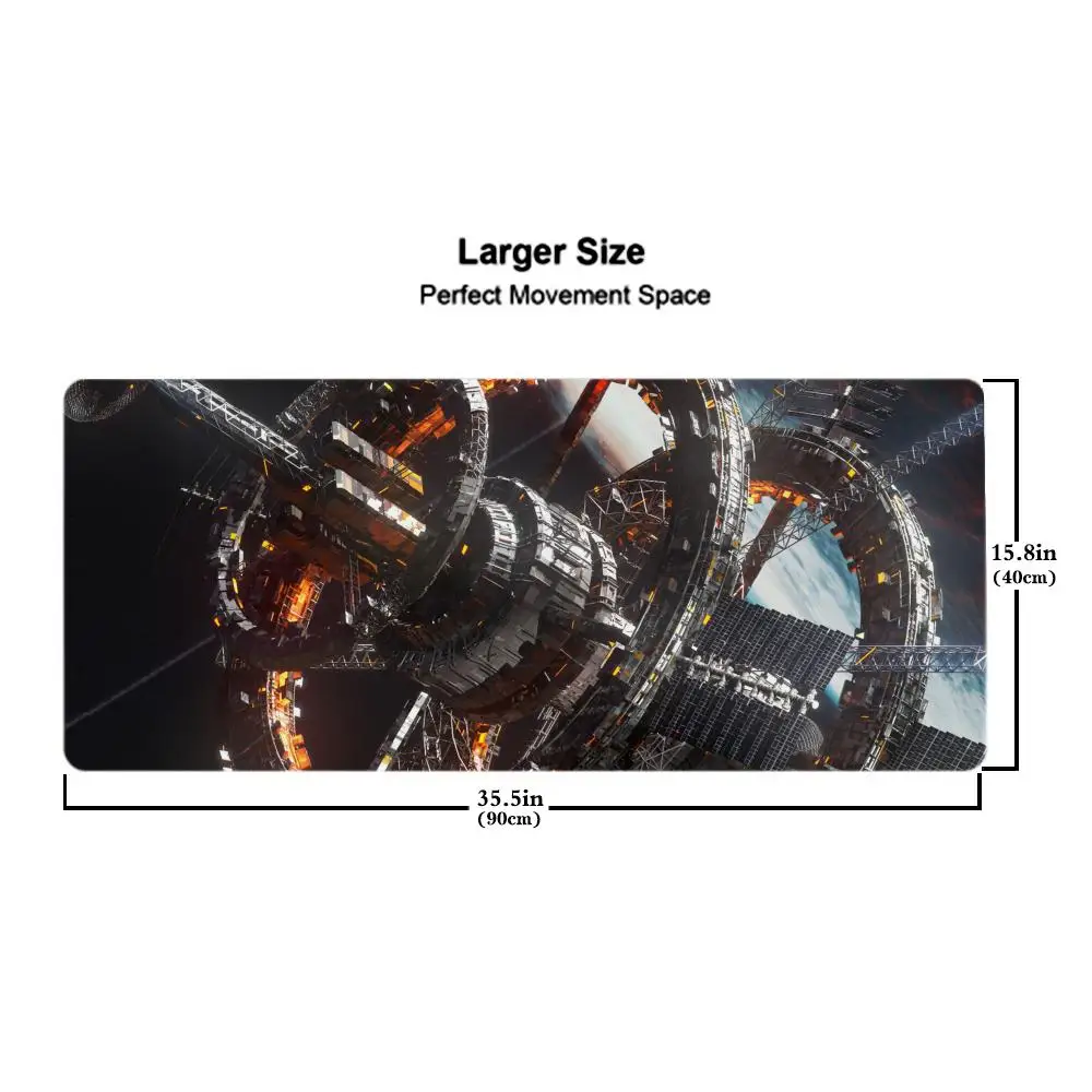 الخيال العلمي الفضاء الخارجي ماوس الوسادة لعبة الملحقات لوحة المفاتيح XXL حافة قفل كبيرة 900X400 ملم الجدول حصيرة لوحة ماوس الألعاب