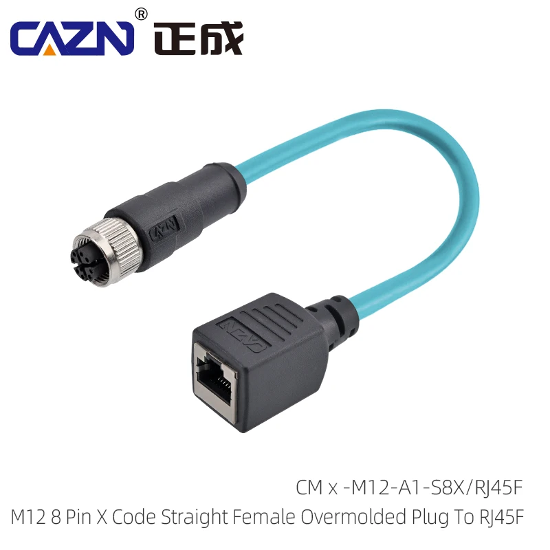 Ethernet Cable M12 Connector 8 pin X code Female to Female RJ45 26AWG Waterproof Cable Industrial Ethernet Cable