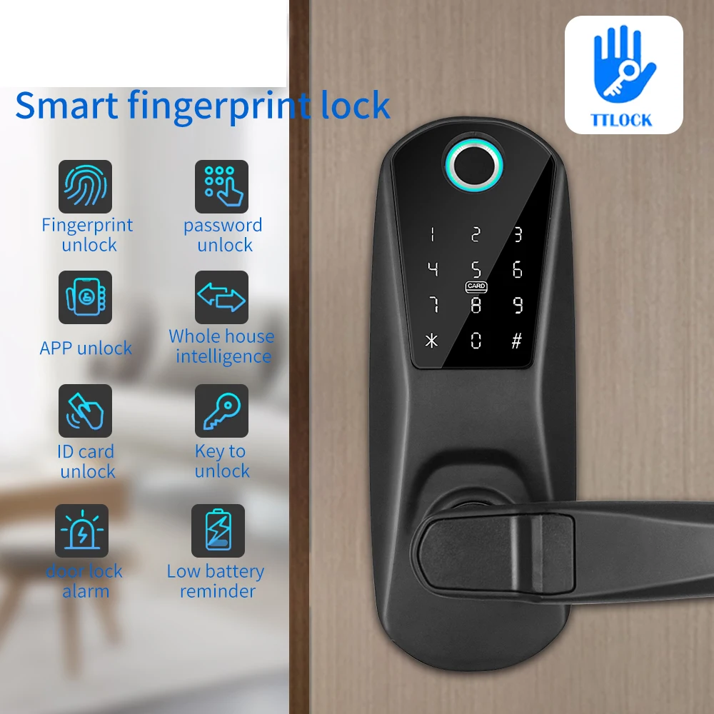 Imagem -01 - Ttlock-biométrico Eletrônico Smart Door Lock Impressão Digital Cilindro Bluetooth Teclado Digital Cartão Rfid Keyless Lock ttlock biometrico eletronico smart door lock impressao digital cilindro bluetooth teclado digital cartao rfid keyless lock 01