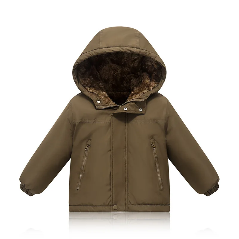 New children's cotton coat Thick and warm down jacket for winter Boys' and girls' hooded solid color jackets Baby hooded jacket