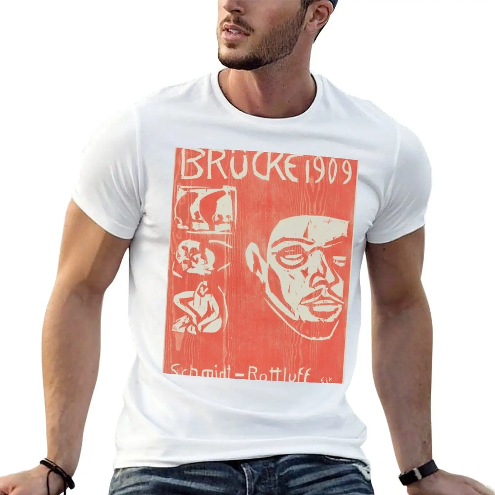 Portada del cuarto anuario del grupo artístico The Brucke (1909) de Ernst Ludwig Kirchner, camiseta gráfica para hombre, camiseta