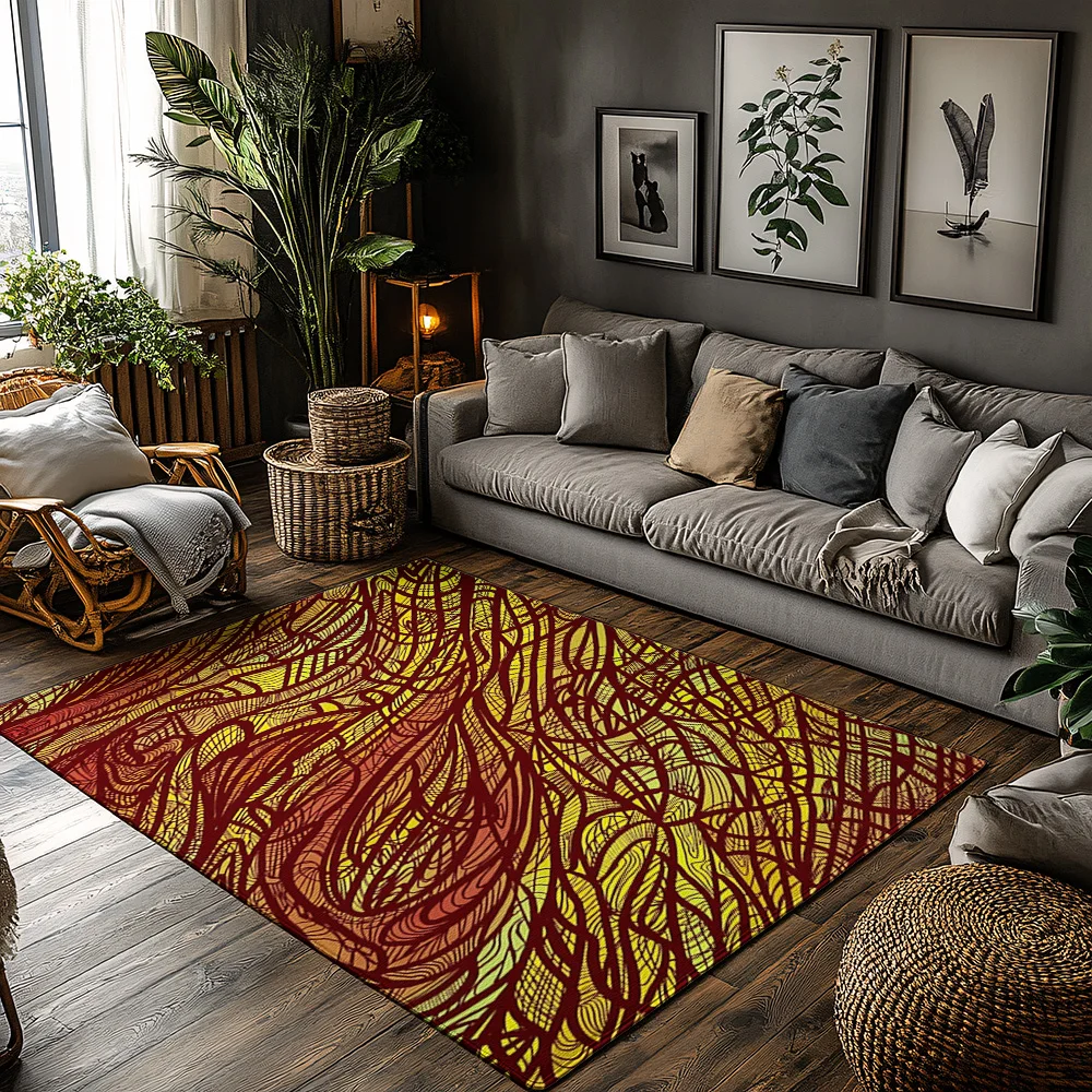 

Area Rug Vintage Persian Style Bohemian Carpet Non-Slip Floor Mat Living Room Bedroom Decor Home Accent Modern Abstract Patterne