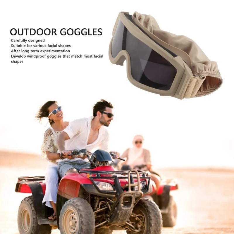Okulary Desert Locust, okulary przeciwsłoneczne Desert Locust, wiatroodporne, piaskoodporne okulary outdoorowe z 2 soczewkami, khaki