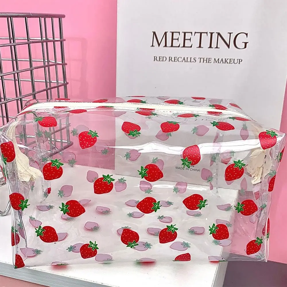High Quality Cartoon Printed Storage Bag Transparent Large Capacity Makeup Bag Multifunctional Cosmetics Bag School Office