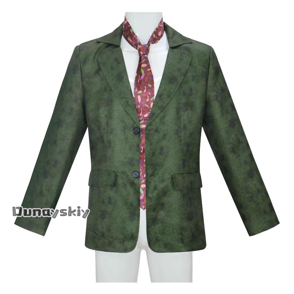 Kostum Harrier Du Bois Cosplay Game Disco Elysium Setelan Hijau + Dasi Pakaian Uniseks Pakaian Anime Halloween Setelan Permainan Peran Prop