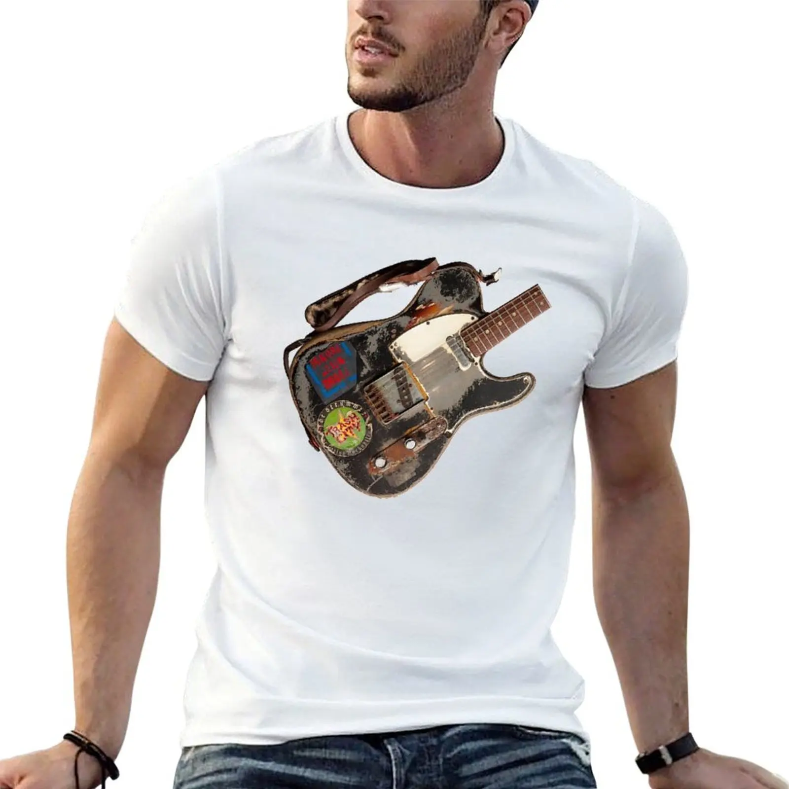 

Joe Strummer Telecaster Guitar T-Shirt t shirt for man t shirt for man 100 percent cotton T-Shirt