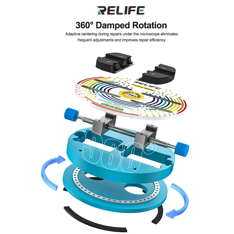 RELIFE RL-601Q Pro Rotating Damping Tempered Glass Fixture Precise Locking Multifunction Phone Repair Fixture