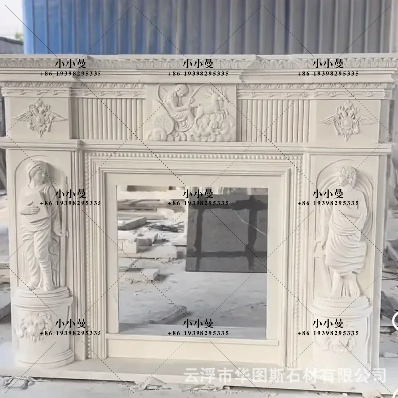 Roman Travertine Fireplace Antique Whole Stone Splicing Special Shaped Custom Processing Stone Export
