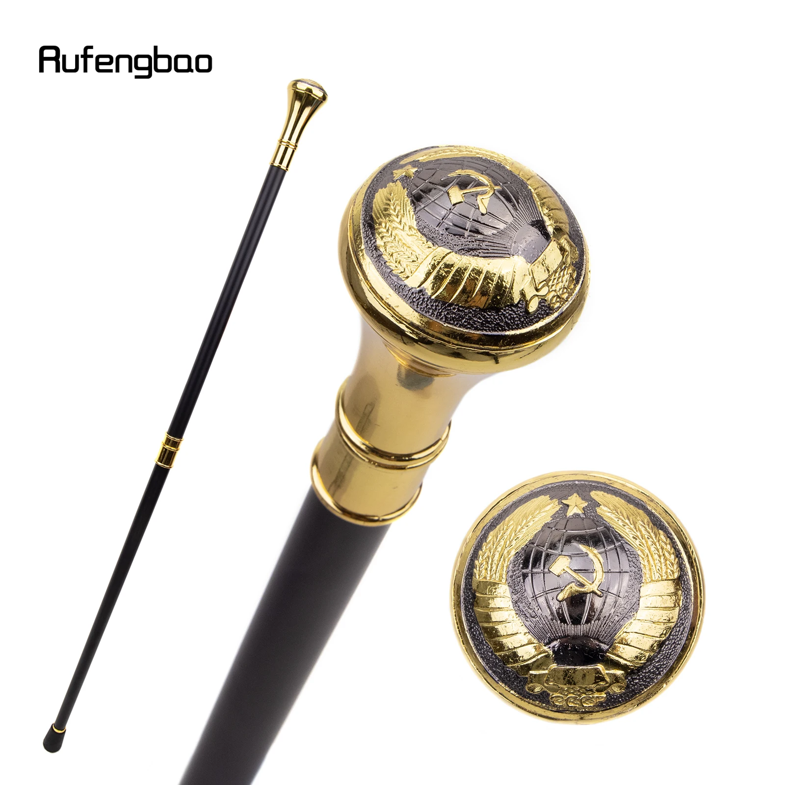 

Golden Russia Style Totem CCCP Relief Walking Cane Fashion Walking Stick Gentleman Luxury Crosier Knob Walking Stick 93cm