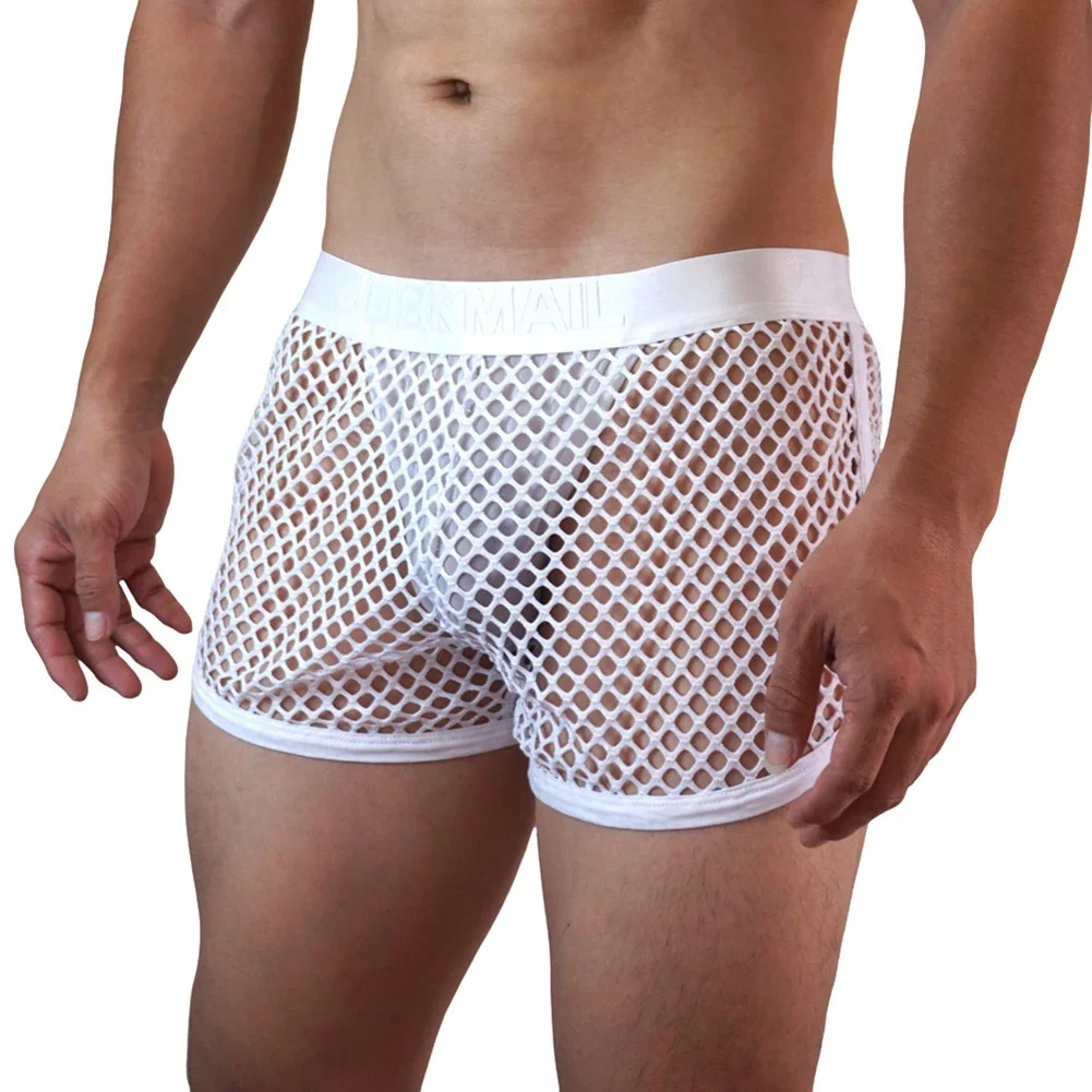 

Sexy Mens See Through Sheer Boxer Trunk Sport Shorts Ultra-Thin Underwear Breathable Briefs Gay Sissy Bulge Pouch Underpants