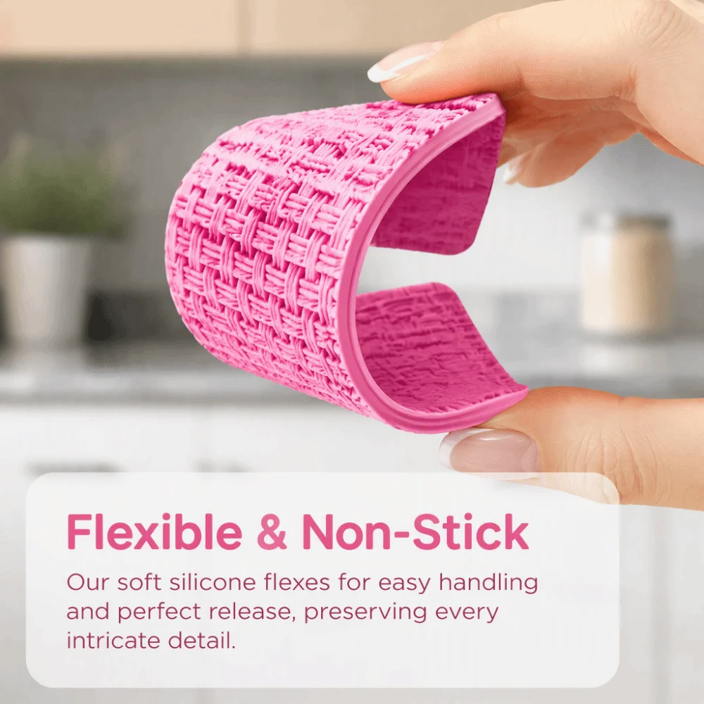 4PCS New Silicone Fondant Mold Knitted Texture Nonstick Fondant Impression Mat Sweater Pattern Knitting Texture Mold Cake
