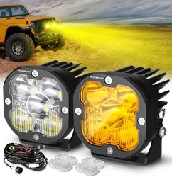Auxbeam 3 Inch 80W LED Work Lights Driving Light Pods with DT Harness for Truck Pickup Offroad