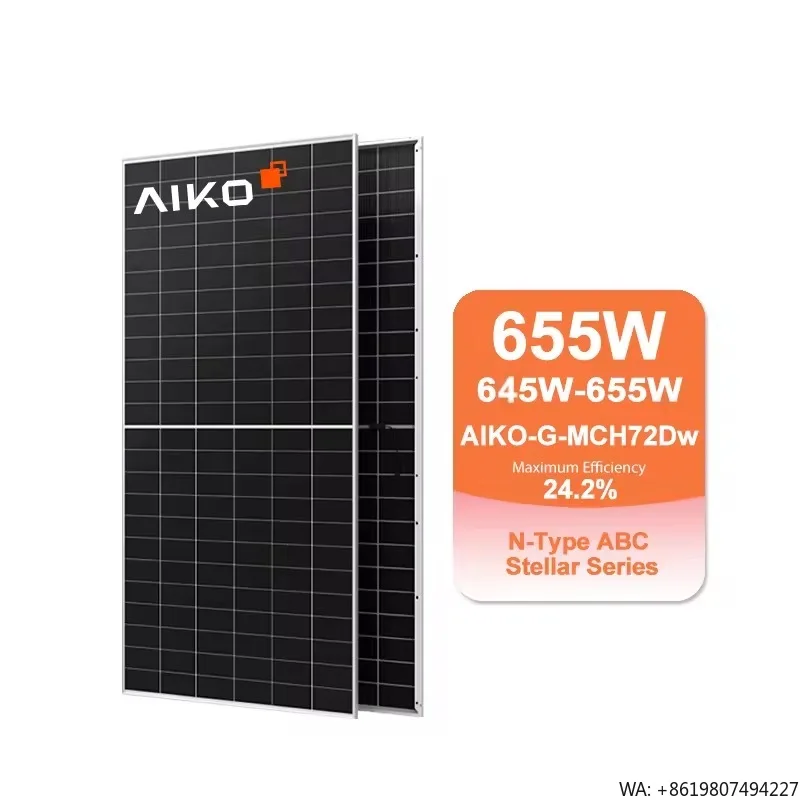 Aiko N-Type ABC Dual Glass Bifacial Solar Panel 650 Watts AIKO-G-MCH72Dw 640W 645W 650W 655W Solar Panels Eu Warehouse