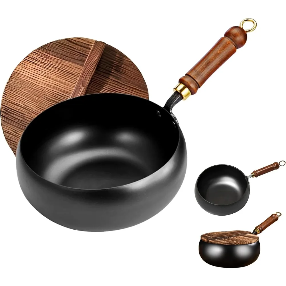 1 حزمة وعاء حديد صغير 28 سنتيمتر وعاء حديد كبير البطن المنزلية نقية اليدوية مقلاة غير عصا السلس إناء عميق دون طلاء #1