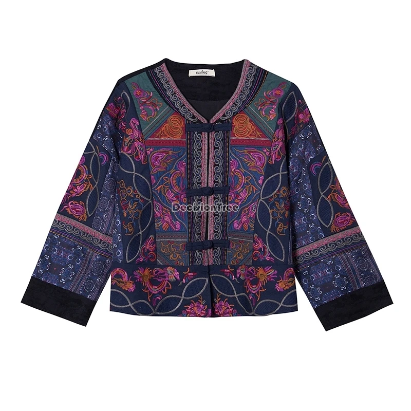 بلوزة نسائية جديدة موديل 2025 على الطراز العرقي الصيني مطرزة بنصف كم قصير تانغ معطف بتصميم كلاسيكي فضفاض غير رسمي t1 #5