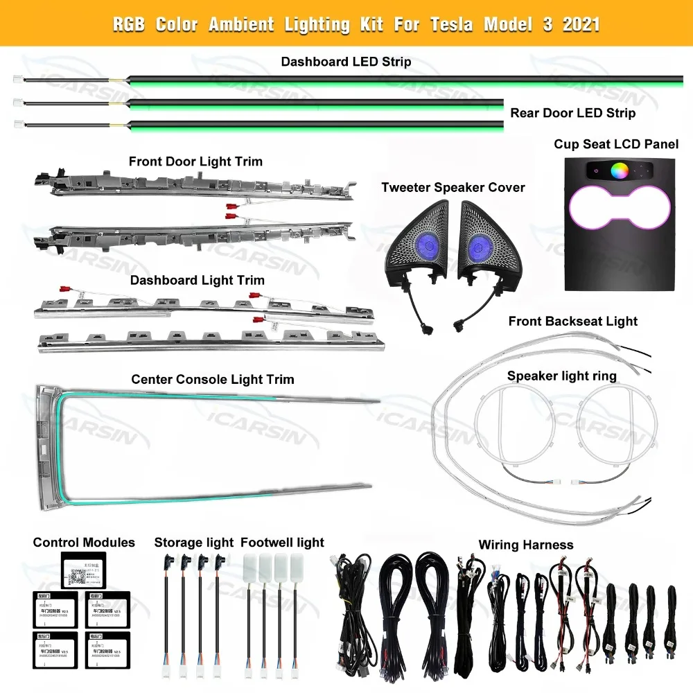 

Laser Engraving for Tesla Model 3/Y Interior Lighting Accessories LCD Screen Control Center Console LED