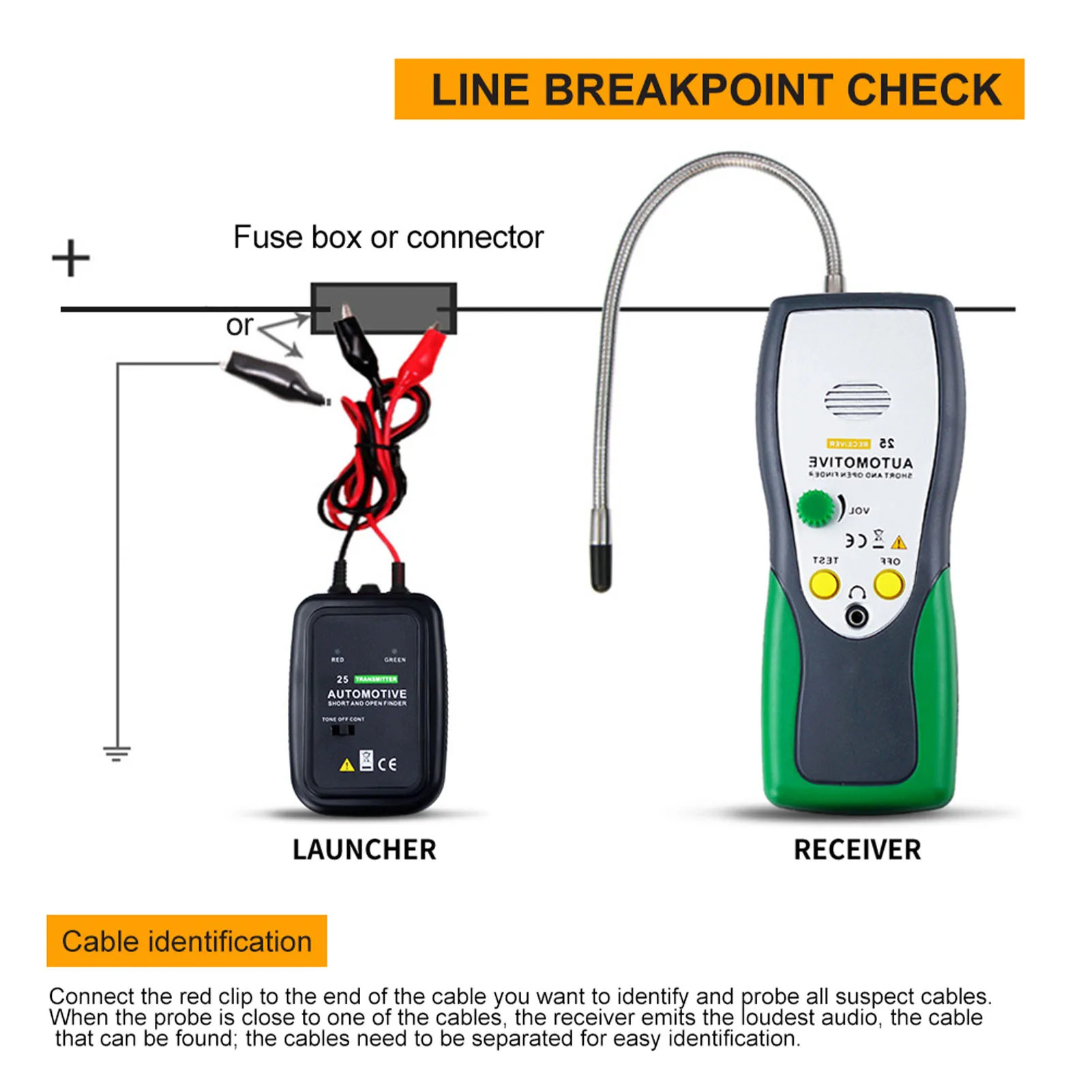 Black Circuit Tracer Non Invasive Circuit Tester Automotive Tester Automotive Tester Flexible Probe Adjustable Sensitivity