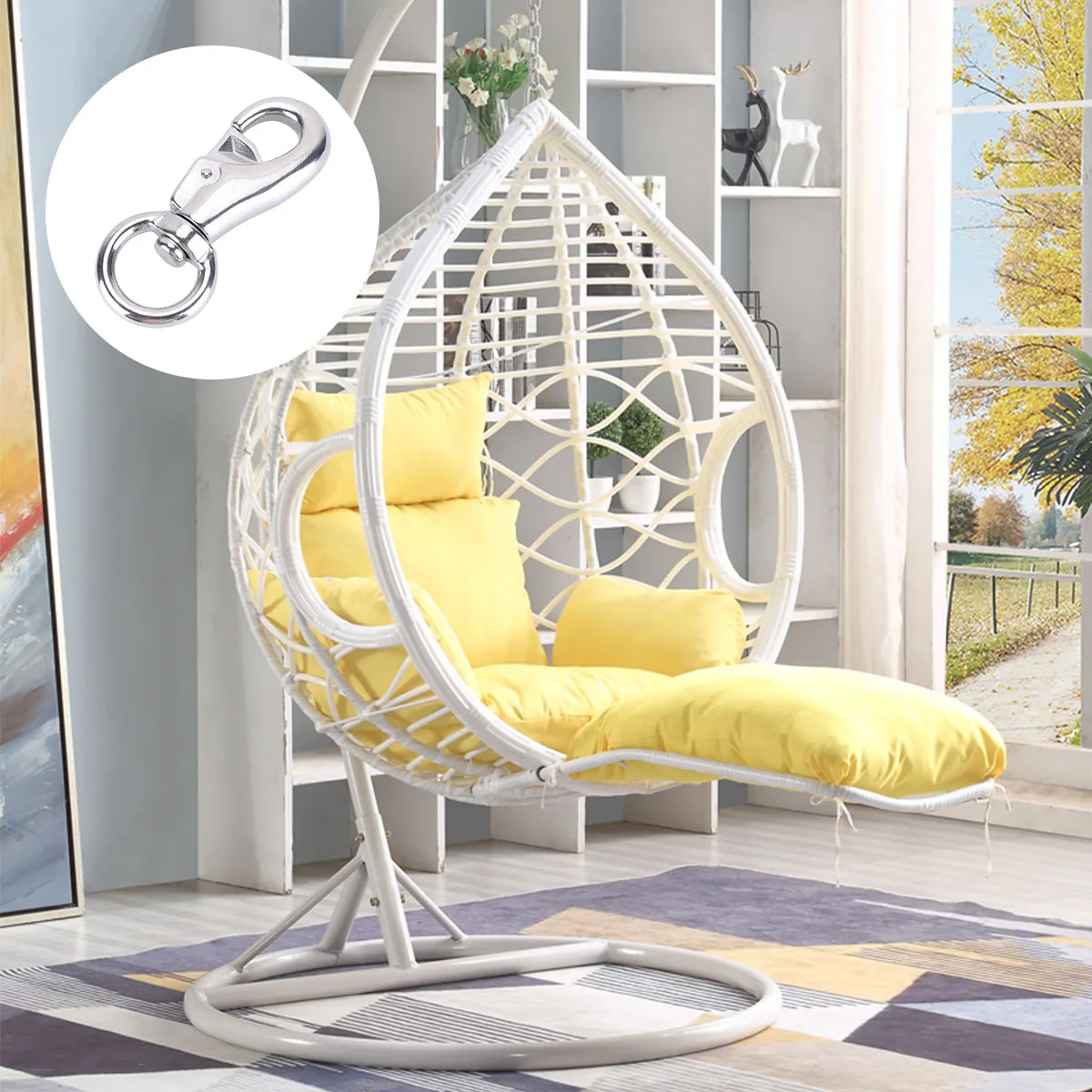 

102Mm Swivel Hook Snap 300Kg Metal Rotating Connector For Hammock Chair Outdoor Indoor Use Silver Rustproof 360 Degree