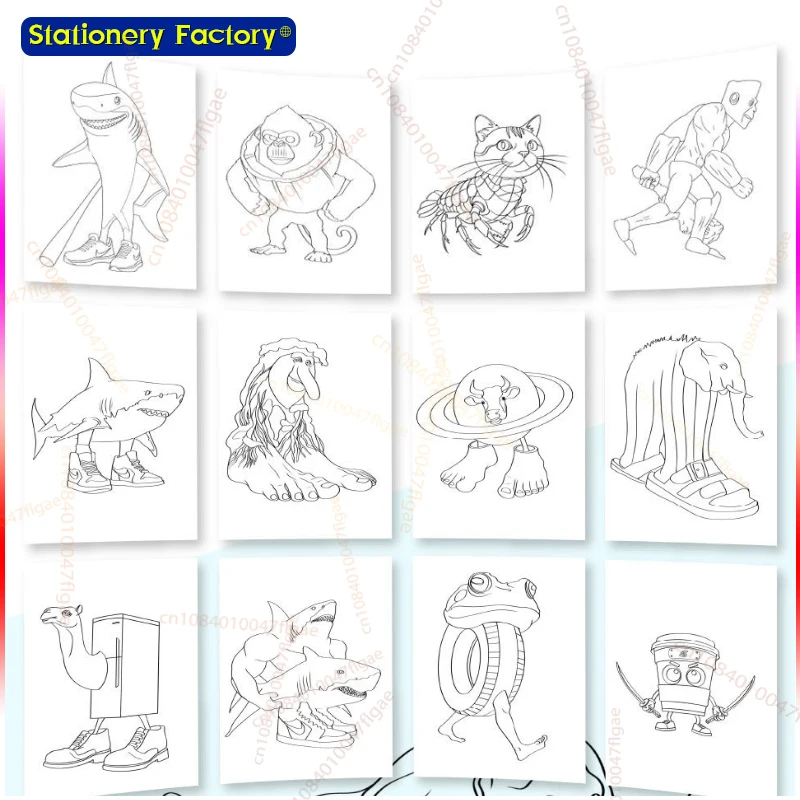 イタリア Brainrot 塗り絵アニメゲーム Tung Tung Tung Sahur 着色図面文房具面白い Tralalelo スティックフィギュアギフト