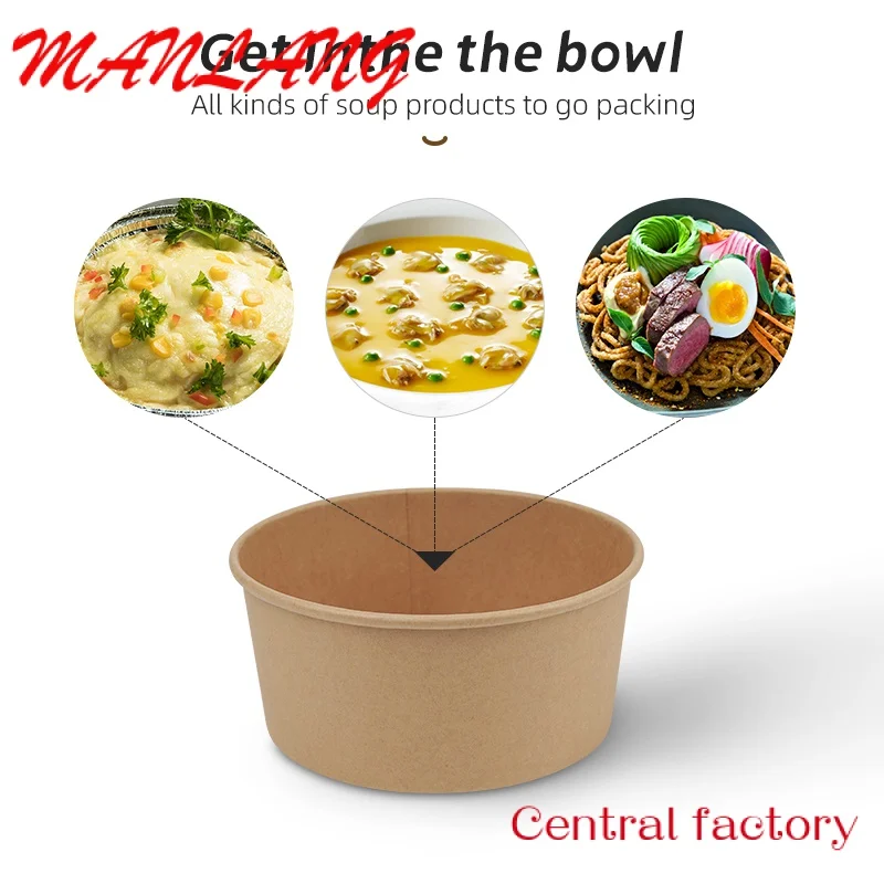 Custom  Biodegradable Soup Bowl with Lid Food Packaging Paper Soup Bowl