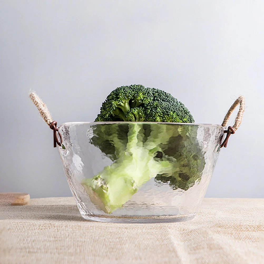 

Binaural Handle Food Bowl Exquisite Craftsmanship Smooth Surface Salads Desserts Cakes Ice Cream Holder Transparent Elegant