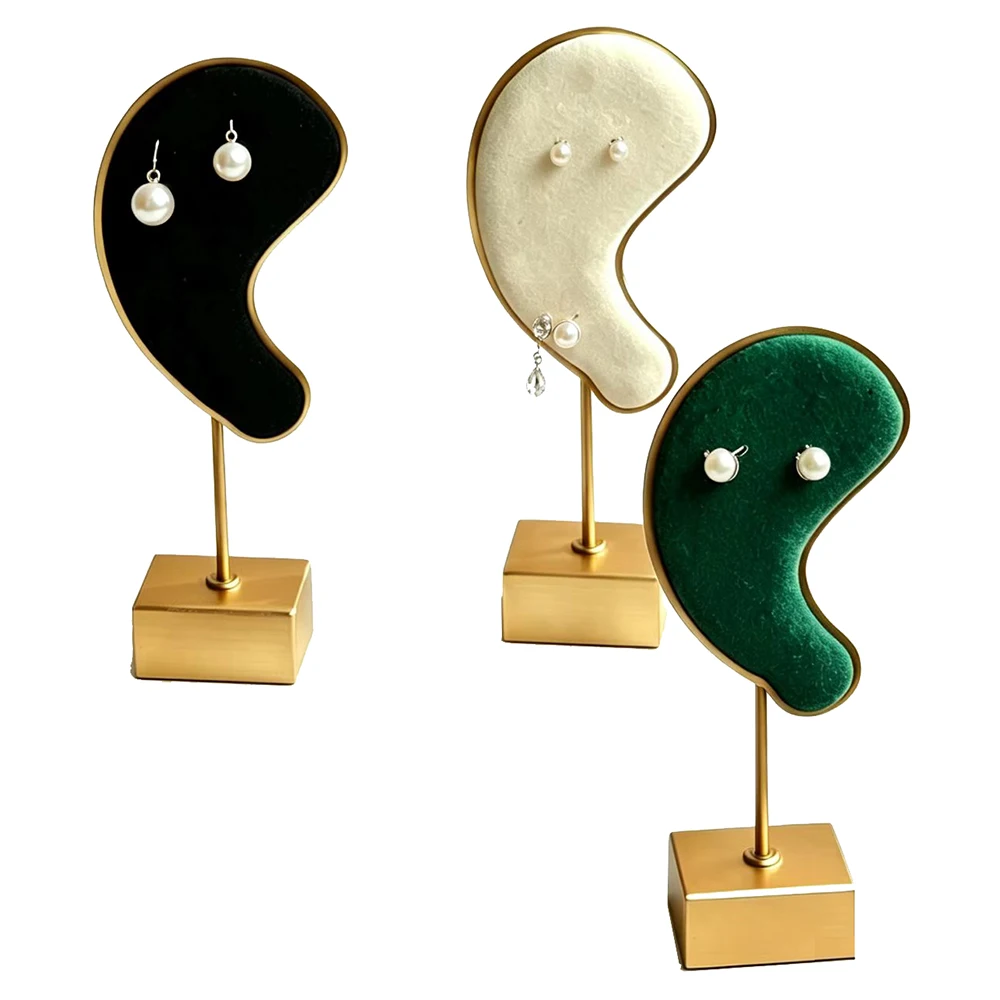 Ear Shape Earring Display Stand Microfiber Charms-Earring Hanging Rack Ear Clip Holder Stud Jewelry Organizer Storage Showcase
