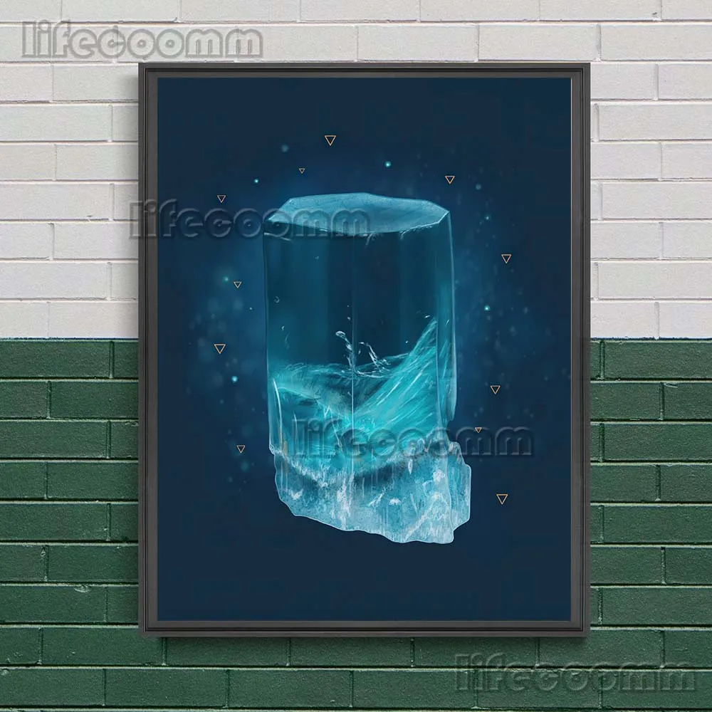 Magical Gem Illustration Fantasy Artwork Wall Art Canvas Painting Glowing Magic Stone And Witchy Marble Poster Print Home Decor